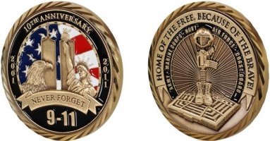 9-11 / 10th Anniversary "NEVER FORGET" Challenge Coin - CLICK HERE